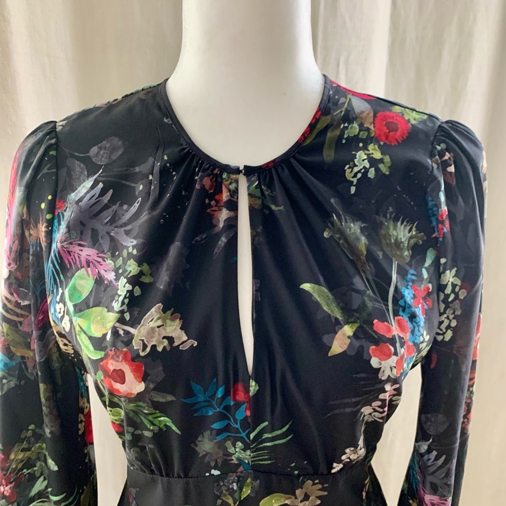NWOT Parker Mini Long Sleeve Black Floral Dress Size XS - Picture 4 of 16